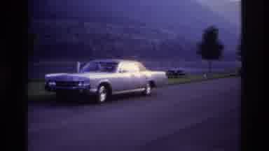 Ottawa Canada (1967): Large Car Parked On Side Of Road Near Lake And Hills