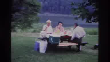 Ottawa Canada (1967): Three People At A Quaint Picnic With Scenic Lake In The