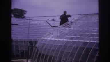Paris France (1967): Man Fixes Long Pole To The Roof Of A Greenhouse