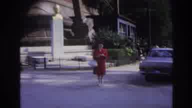 Paris France (1967): Woman In Red Dress From The Past Crosses Street Towards
