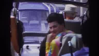 Paris France (1967): Talking With Female Passenger In A Colorful Shirt On Public