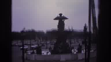 Paris France (1967): Car Circulating Traffic Passing Fountain Near Public Place