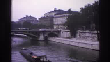 Paris France (1967): River With A Bridge On Top While A Boat Goes Underneath