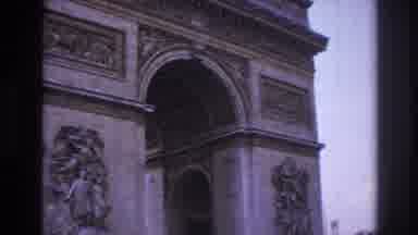 PARIS FRANCE-1967: Tall Concrete Archway With Ornate Carvings