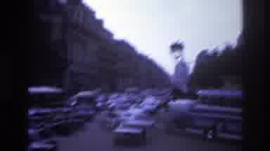 Paris France (1967): City Street With Cars, A Bus, And A Large Old Building With