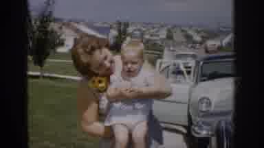 Colorado USA (1959): Baby Adult Walking House Speaking Fence Grass Marriage Love