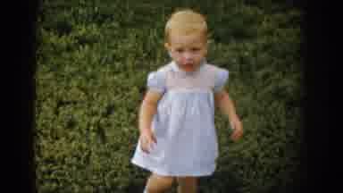 Colorado USA (1959): Cute Baby Girl Laughing Waving Turning To Look For Mom