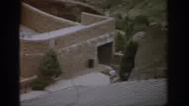 Colorado USA (1959): Blurry Video Stairs Above Building Made Of Stone With Dirt