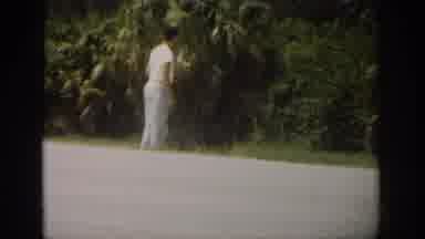 Florida USA (1959): Man Posing With Trees On The Side Of A Road
