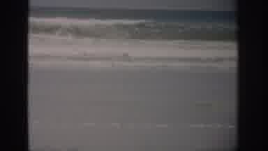Florida USA (1959): Vintage Black And White Flood Tide Crashes Onto Soft Sandy