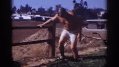Blainsport Pennsylvania USA (1962): Man Stepping On Dirt Beside Fence