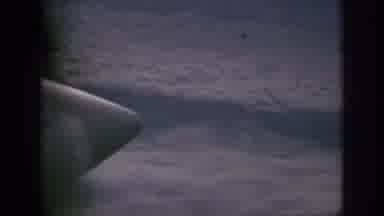 Anaheim California USA (1962): Aerial Window View Of Clouds Plane Propellor During