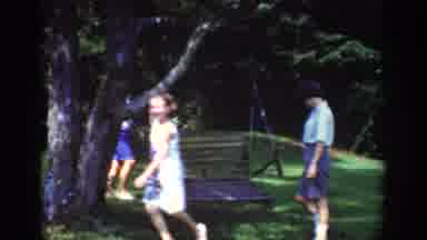 Raleigh North Carolina USA (1962): Family Outside Around Swing