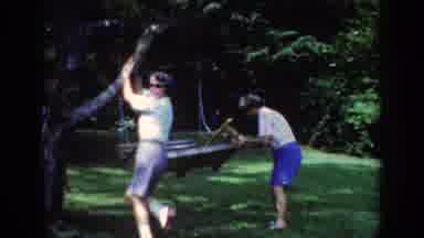 Raleigh North Carolina USA (1962): Home Video Hanging Up A Swing And Playing With