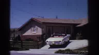 Yorba Linda California USA (1962): White Convertible Car Parked In Driveway Of A