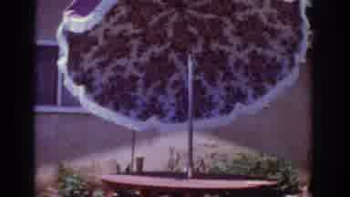 Yorba Linda California USA (1962): Old Footage Of A Backyard With Umbrella And