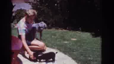 Yorba Linda California USA (1962): Woman With Three Dogs