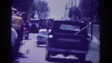 Memphis Tennessee USA (1963): Several Trucks Driving Down The Road Busy Highway
