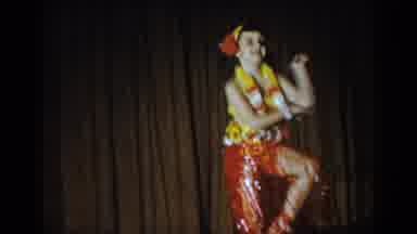 Saint Louis Missouri USA-1965: A Young Girl Dances On Stage Wearing An Hawaiian Outfit