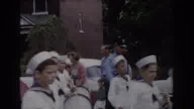 Saint Louis Missouri USA (1965): Marching Band Going Down The Street With