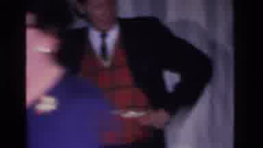 Hoboken New Jersey USA (1966): Woman Hands Santa Claus Gift Smiles And Looks At