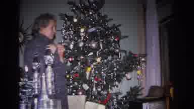 Hoboken New Jersey USA (1966): Two Women Walk Around A Christmas Tree Standing In