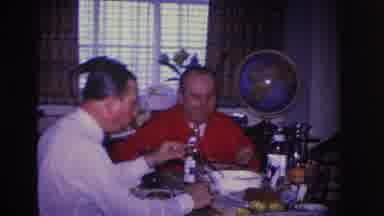 Hoboken New Jersey USA (1966): Two Men Dig In To A Tasty Looking Dinner In Front
