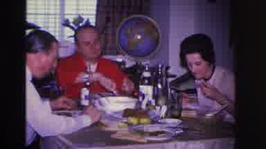 Hoboken New Jersey USA (1966): Several People Enjoying A Meal Around A Table And