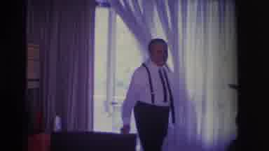 Hoboken New Jersey USA (1966): My Husband Comes Out From Behind The Curtains For
