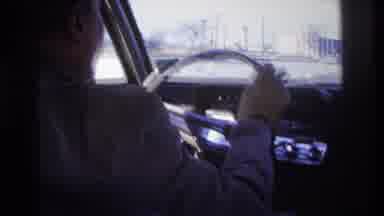 Hoboken New Jersey USA (1966): Old Man Enjoying Himself Driving Down The Road With