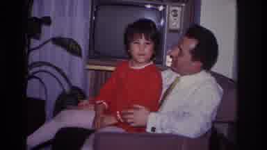 Hoboken New Jersey USA (1966): Father And Daughter Sitting On Couch Together