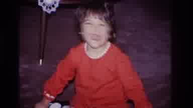 Hoboken New Jersey USA (1966): Little, Beautiful And Smiling Girl Dressed In Red