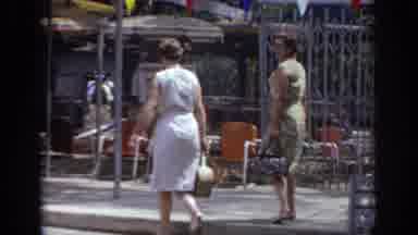 Sacramento California USA (1966): Two Women In Dresses Walk On Outdoor Pool Deck