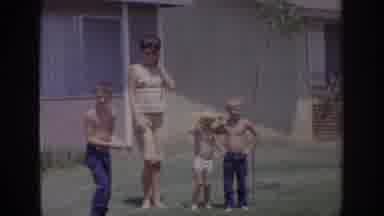Sacramento California USA (1966): Woman With Four Children In Their Yard Three Of