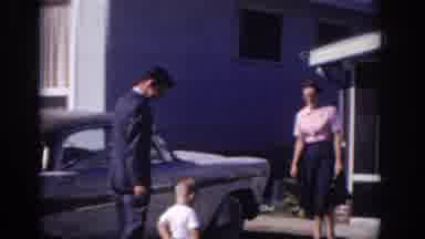 Sacramento California USA (1966): Dad Dropping Mother And Son Off