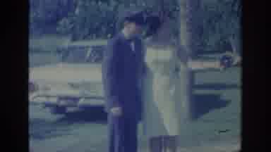 Oklahoma USA-1967: Man In Uniform With Woman In White Dress Pose For Camera