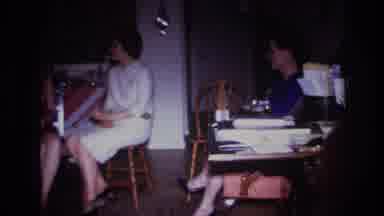Rockaway Beach New York USA (1967): Woman In White Dress Chats With Man And Woman