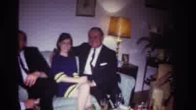 Rockaway Beach New York USA (1967): 3 Men And One Woman Sitting On Couches, One