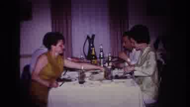 Rockaway Beach New York USA (1967): Nicely Dressed Men Women At Table Sharing