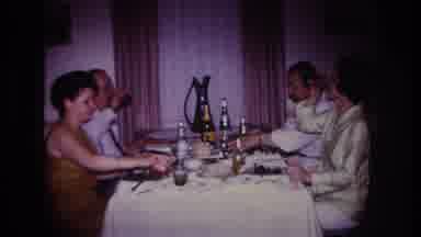Rockaway Beach New York USA (1967): Two Middle Aged Couples Sharing Dinner And