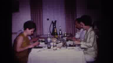 Rockaway Beach New York USA (1967): Dinner Eating Couples Wife Husband Wine Beer