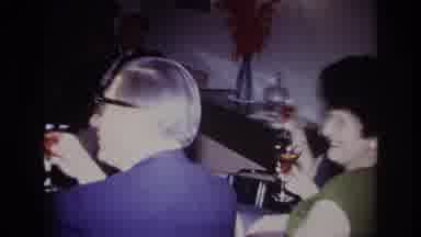 Rockaway Beach New York USA (1967): Men And Women At A Party Cheersing Each Other