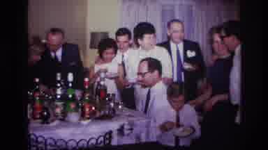 Rockaway Beach New York USA (1967): People Singing Round The Table Drinks