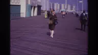 Rockaway Beach New York USA (1967): Lady Enjoying A Stroll On The Boardwalk On A