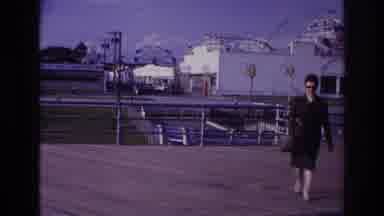 Rockaway Beach New York USA (1967): Elegant Lady Wearing Brown Suit And Headscarf