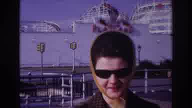 Rockaway Beach New York USA (1967): Person In Sunglasses Walking In Parking Lot Of