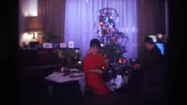 Rockaway Beach New York USA (1967): Boy And Grandpa Opening Gifts On Christmas Day