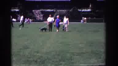 Ocean City New Jersey USA (1968): Three People Walking Black And White Dog On A
