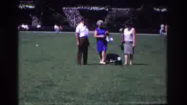Ocean City New Jersey USA (1968): Two Women And A Man With A Dog In The Park