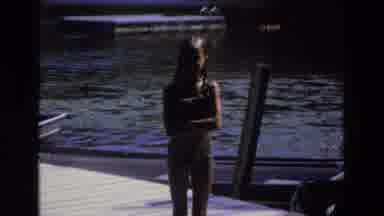 Ocean City New Jersey USA (1968): Girl Waving Standing On Boat Dock And Little Boy